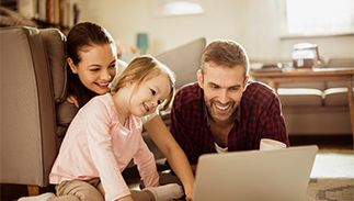 Family at computer