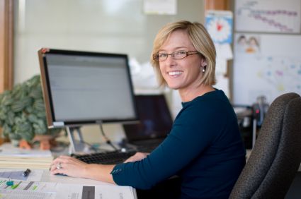 Lady at her desk