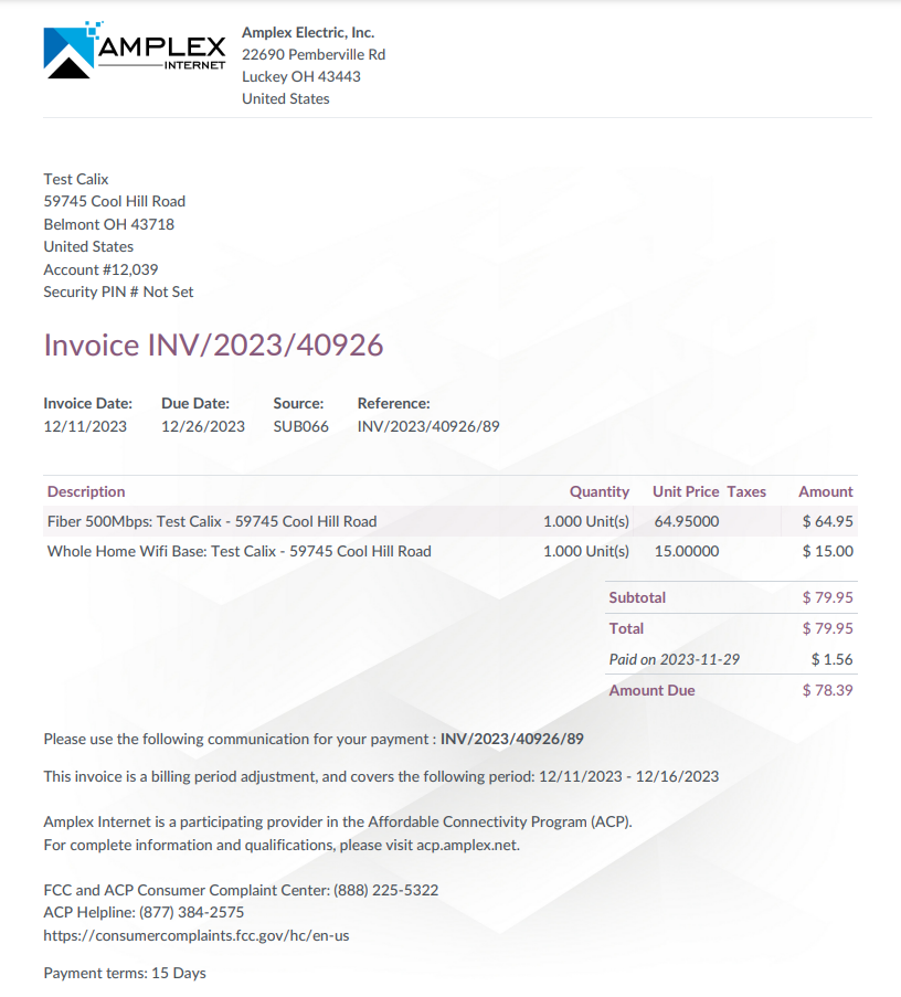 New System Invoice Example